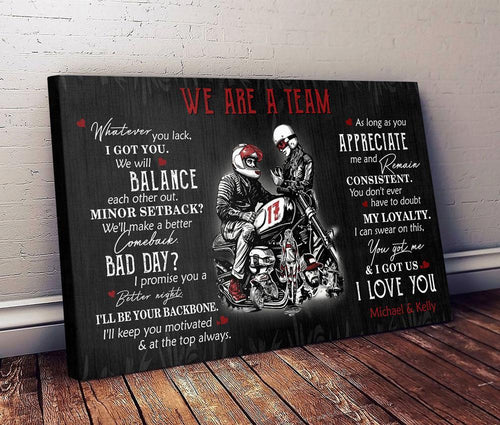 Personalized Canvas, We Are A Team Canvas Wall Art - Anniversary gift for bike lovers, motorcycle lovers, biker couples