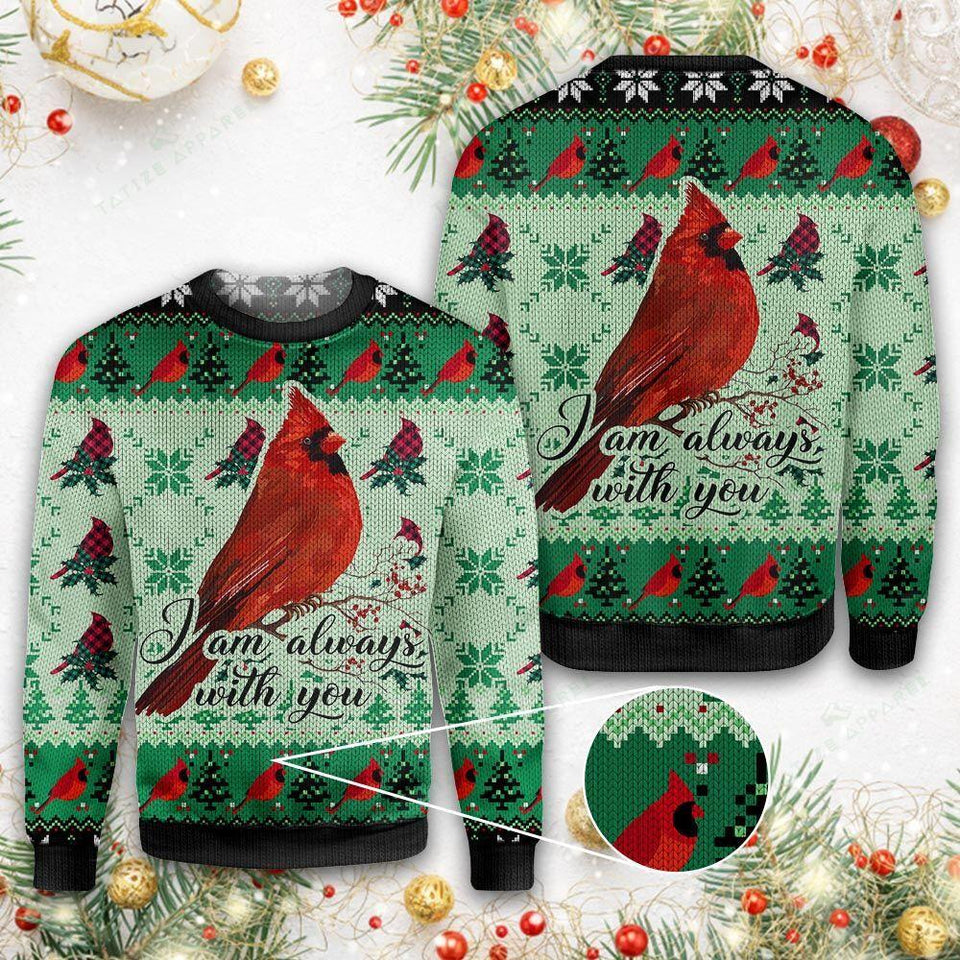 Cardinal I am Always With You Ugly Christmas Sweater 