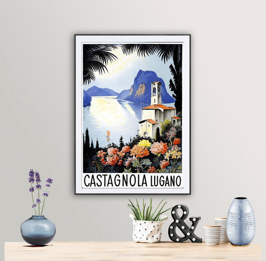 Castagnola Lugano, Switzerland Vintage Travel Canvas And Poster, Wall Decor Visual Art