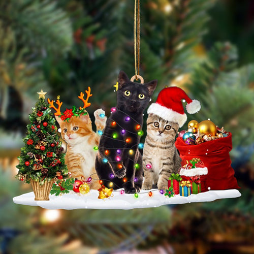 Godmerch- Ornament- Cat-Christmas Dog Friends Hanging Ornament, Happy Christmas Ornament, Car Ornament