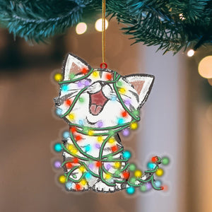 Cat Christmas Light Hanging Ornament, Animal Christmas Ornaments