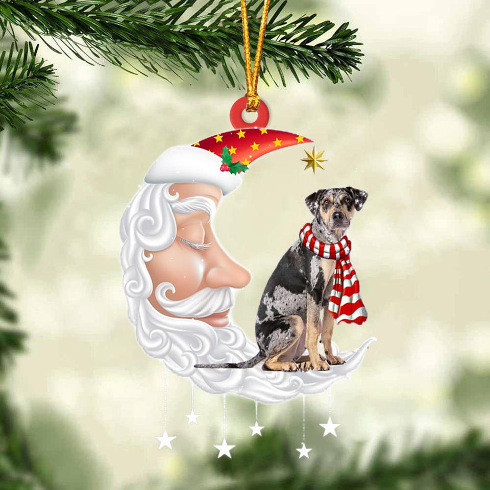 Catahoula Leopard Dog With Santa Christmas Ornament Dog Christmas Ornament