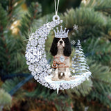 Cavalier King Charles Spaniel Diamond Moon Merry Christmas Ornament Christmas Decoration