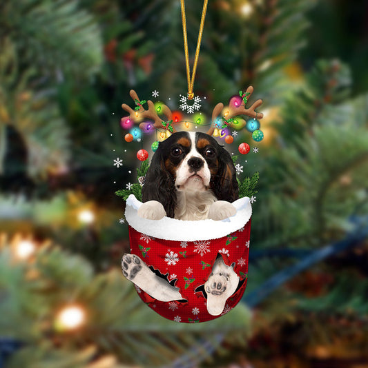 Cavalier King Charles-In Christmas Pocket Two Sides Ornament, Christmas Dog Hanging Ornament