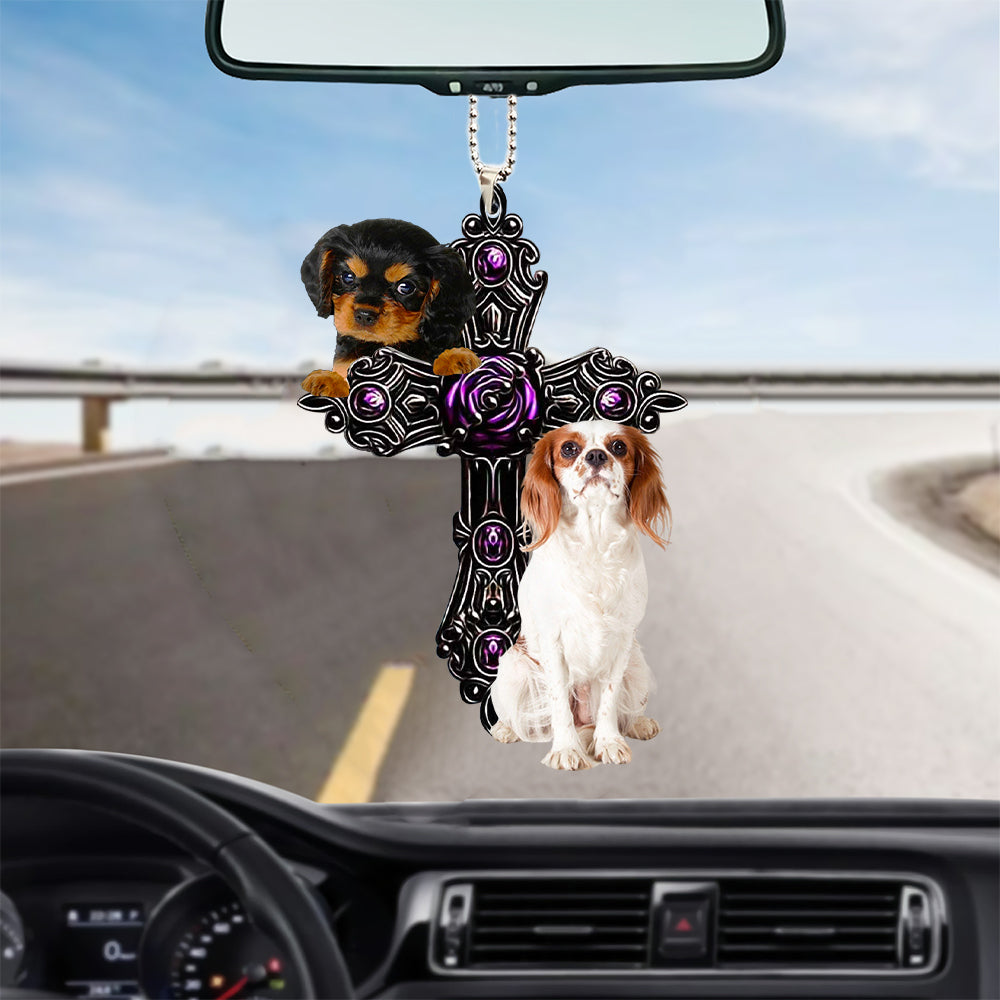 Cavalier King Charles Spaniel Pray For God Car Hanging Ornament Dog Pray For God Ornament Godmerch