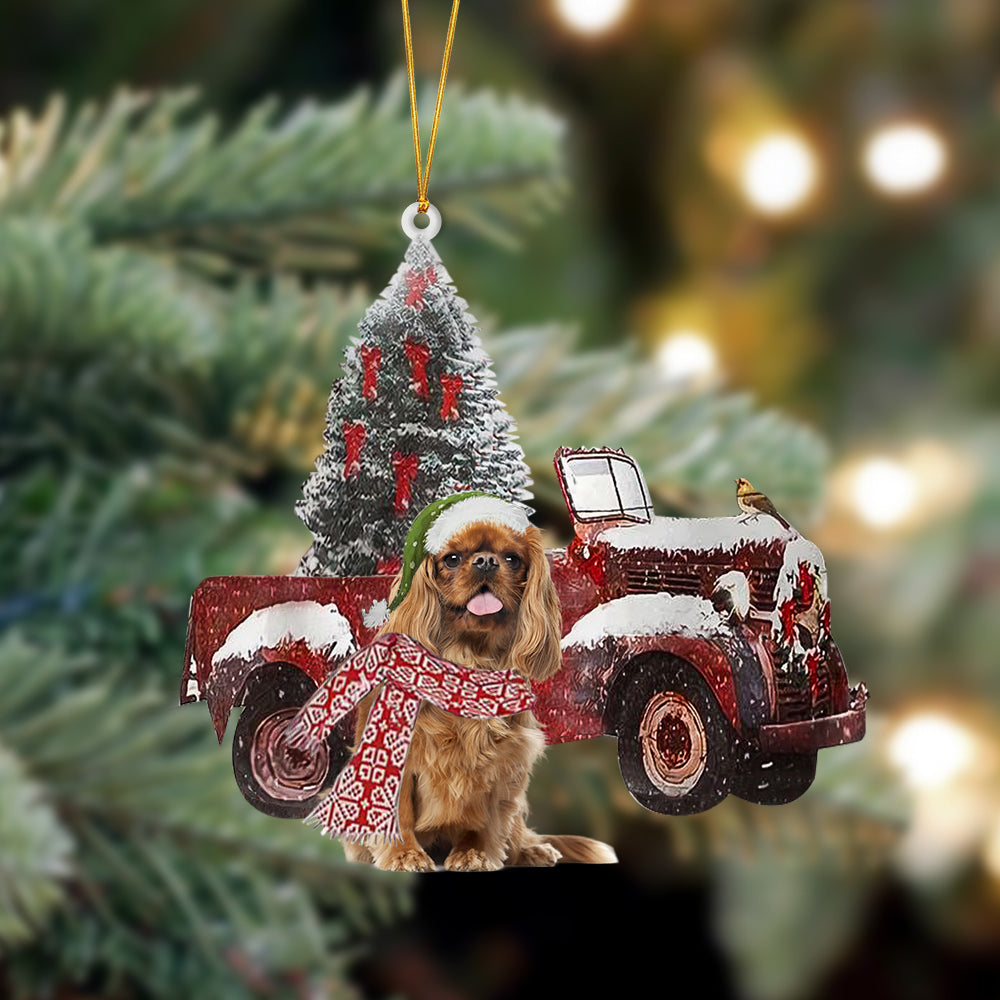 Ornament- Cavalier King Charles Spaniel-Christmas Truck Two Sided Ornament, Christmas Ornament, Car Ornament