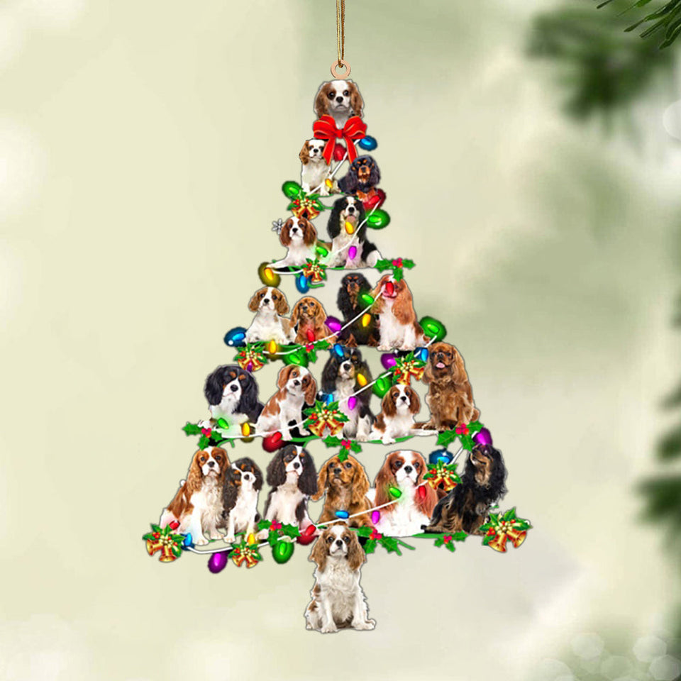 Cavalier King Charles Spaniel-Christmas Tree Lights-Two Sided Ornament, Christmas Ornament, Car Ornament
