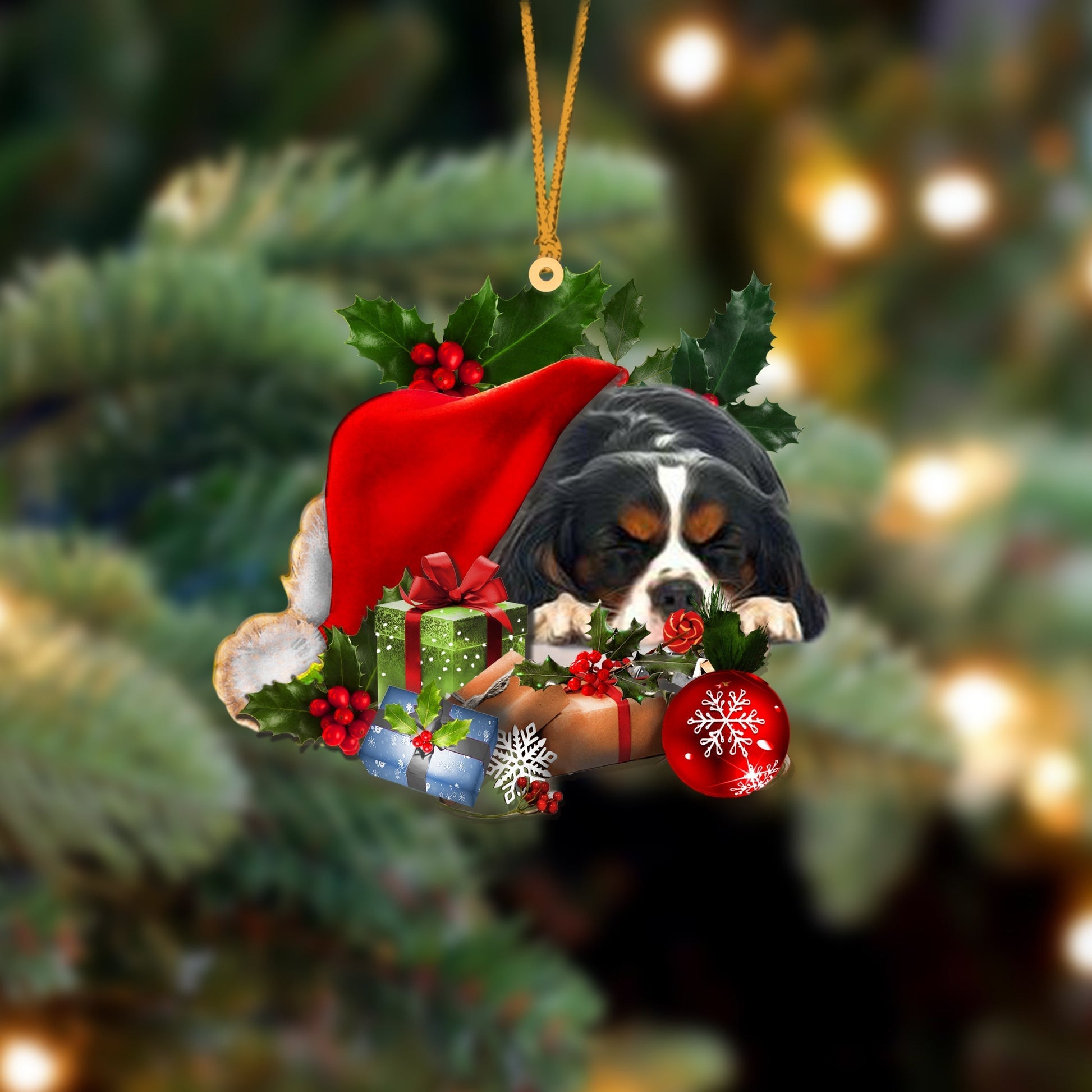 Cavalier King Charles Spaniel-Sleeping In Hat Two Sides Ornament Dog Sleeping Ornament