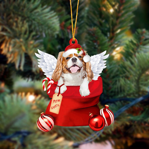 Cavalier King Charles Spaniel06 Angel Gift From Santa Christmas Ornament, Dog Flat Acrylic Ornament