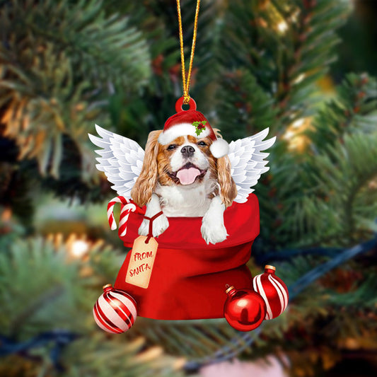 Cavalier King Charles Spaniel06 Angel Gift From Santa Christmas Ornament, Dog Flat Acrylic Ornament