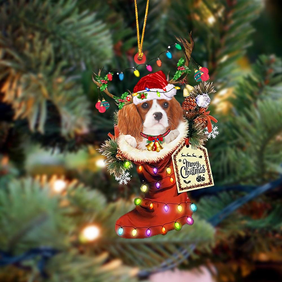 Ornament- Cavalier King Charles Spaniel 1-Xmas Boot-Two Sided Ornament, Christmas Ornament, Car Ornament