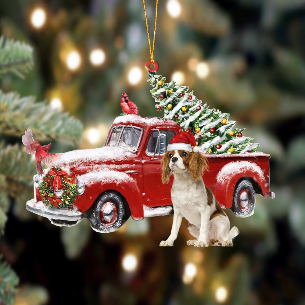 Cavalier King Charles Spaniel 2-Cardinal & Truck Two Sided Ornament, Christmas Ornament, Car Ornament
