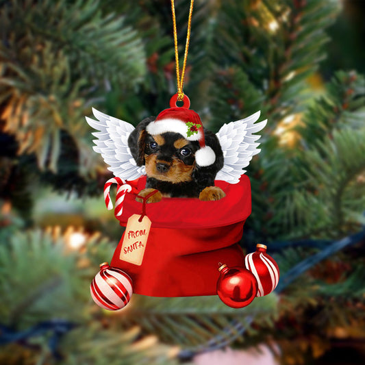 Cavalier King Charles Spaniel 2 Angel Gift From Santa Christmas Ornament, Dog Flat Acrylic Ornament