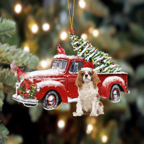 Cavalier King Charles Spaniel 3-Cardinal & Truck Two Sided Ornament, Christmas Ornament, Car Ornament