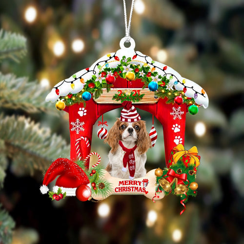 Cavalier King Charles Spaniel 3-Christmas House Two Sided Ornament, Christmas Ornament, Car Ornament