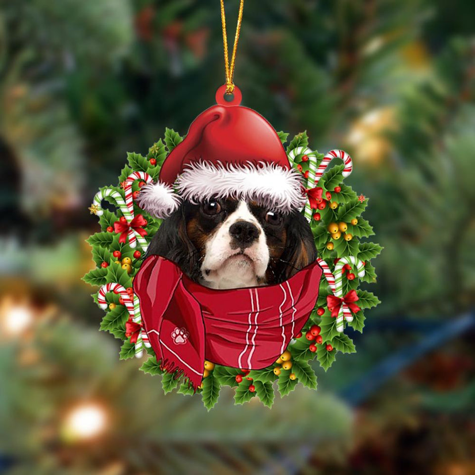 Ornament- Cavalier King Charles Spaniel 3-Xmas Bandana Hanging Ornament, Christmas Ornament, Car Ornament