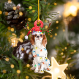 Ornament- Cavalier King Charles Spaniels Christmas Shape Ornament, Happy Christmas Ornament, Car Ornament