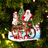 Godmerch- Cavalier King Charles Spaniel On Santa's Bike Ornament Dog Ornament, Car Ornament, Christmas Ornament