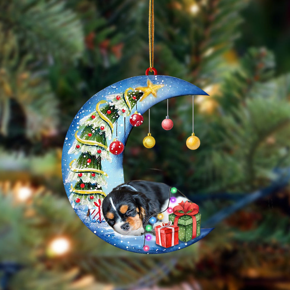 Cavalier King Charles Spaniel (2)-Sleep On The Moon Christmas Two Sided Ornament, Christmas Ornament