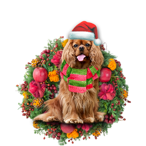 Godmerch- Ornament- Cavalier King Charles Spaniel Christmas Ornament, Happy Christmas Ornament, Car Ornament