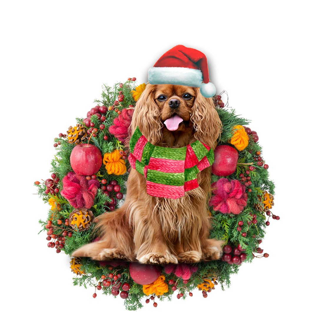 Godmerch- Ornament- Cavalier King Charles Spaniel Christmas Ornament, Happy Christmas Ornament, Car Ornament