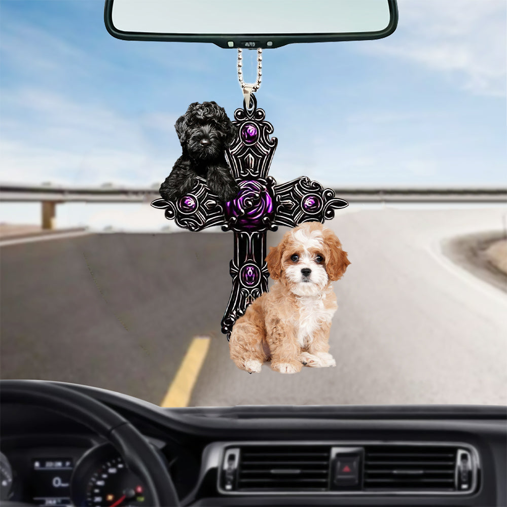Cavapoo Pray For God Car Hanging Ornament Dog Pray For God Ornament Godmerch