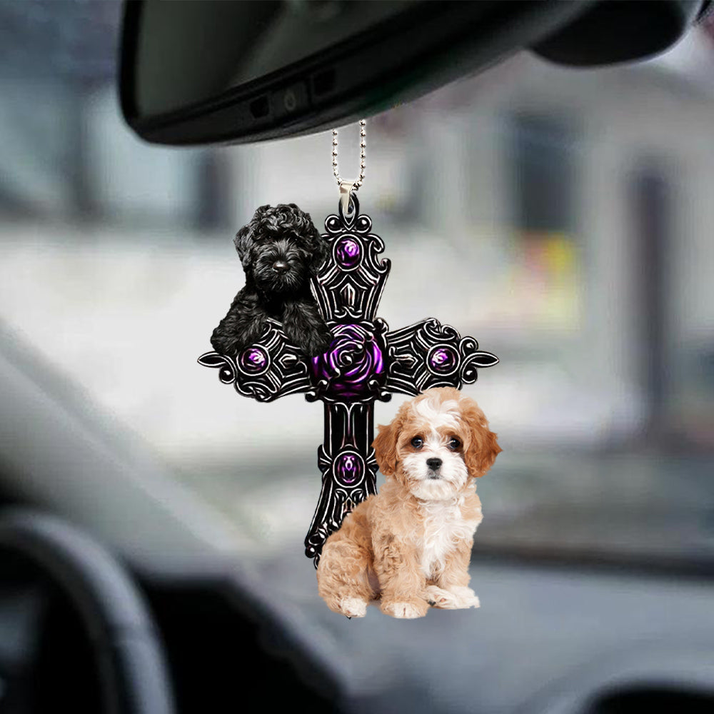 Cavapoo Pray For God Car Hanging Ornament Dog Pray For God Ornament Godmerch