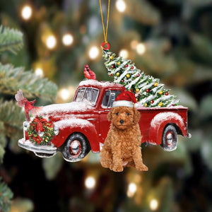 Godmerch- Ornament- Cavapoo-Cardinal & Truck Two Sided Ornament, Happy Christmas Ornament, Car Ornament