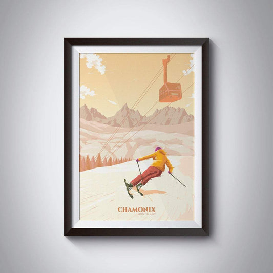 Chamonix Ski Resort Canvas And Poster, Canvas Wall Art, Vintage Poster