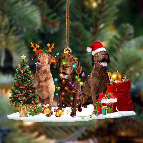 Ornament- Chesapeake Bay Retriever-Christmas Dog Friends Hanging Ornament, Christmas Ornament, Car Ornament