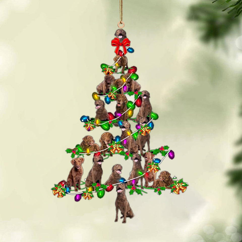 Ornament- Chesapeake Bay Retriever-Christmas Tree Lights-Two Sided Ornament, Christmas Ornament, Car Ornament