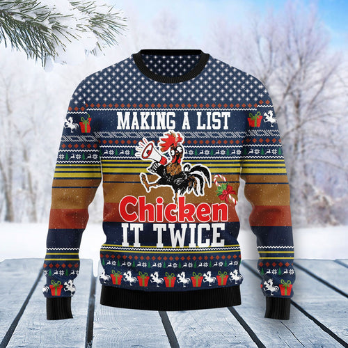 Chicken It Twice Ugly Christmas Sweater 