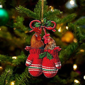 Ornament- Chicken Inside Your Gloves Christmas Holiday-Two Sided Ornament, Christmas Ornament, Car Ornament