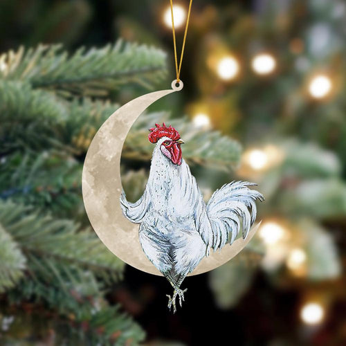 Chicken Sits On The Moon Hanging Ornament, Animal Christmas Ornaments