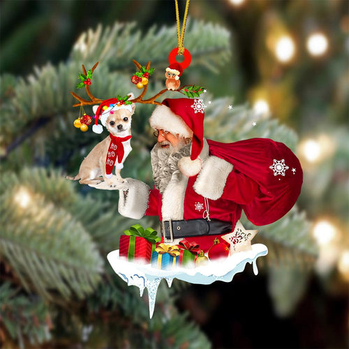 Chihuahua 2 And Santa Claus Christmas Ornament Godmerch