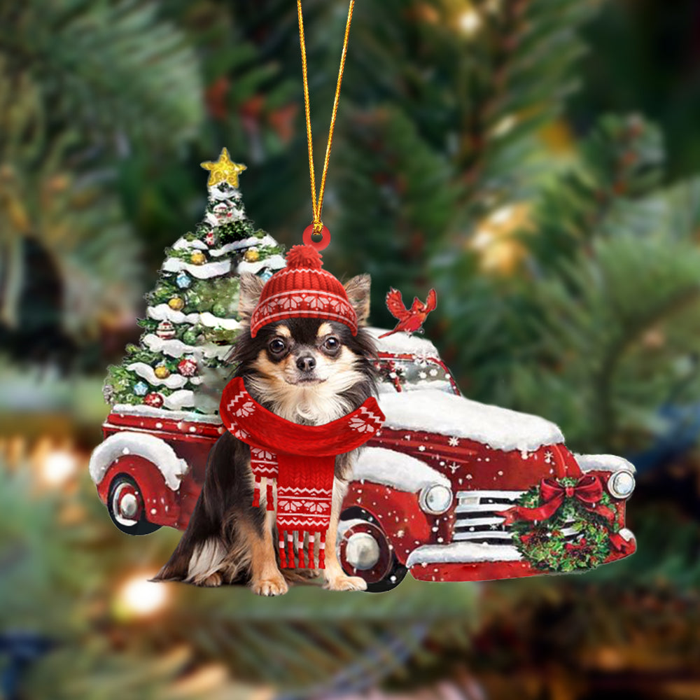 Godmerch- Ornament- Chihuahua-Christmas Car Two Sided Ornament, Happy Christmas Ornament, Car Ornament