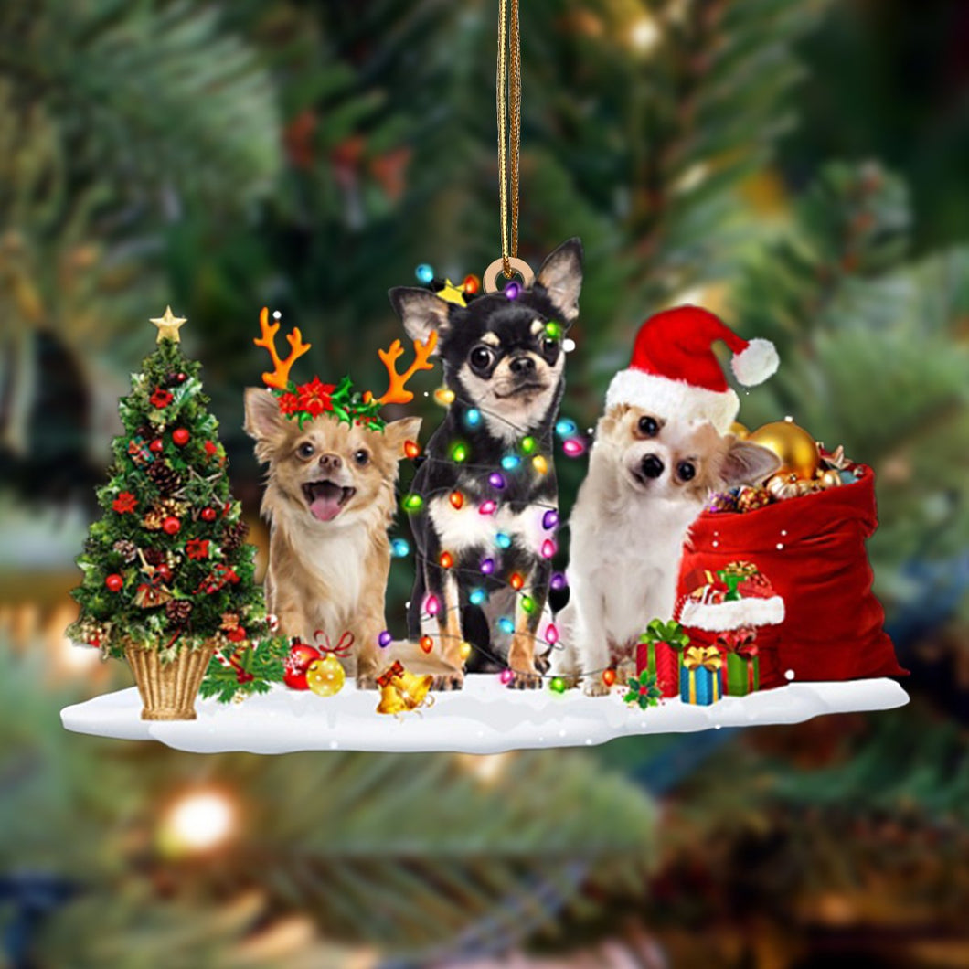 Godmerch- Ornament- Chihuahua-Christmas Dog Friends Hanging Ornament, Happy Christmas Ornament, Car Ornament