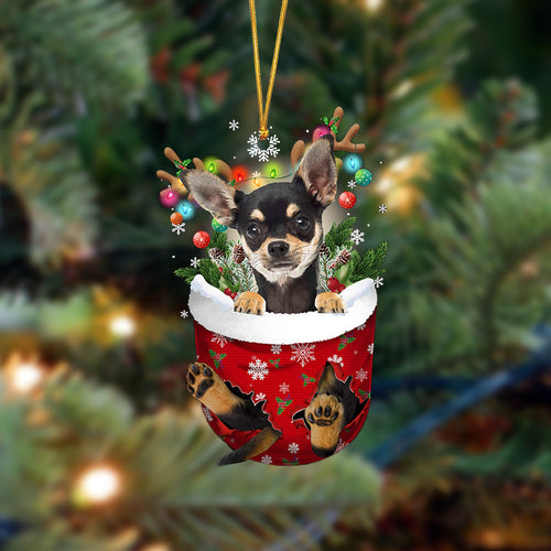 Chihuahua-In Christmas Pocket Two Sides Ornament, Christmas Dog Hanging Ornament