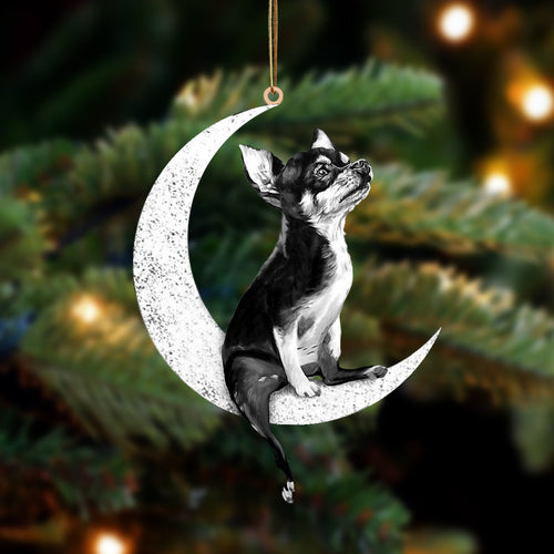 Chihuahua Sit On The Moon Two Sided Ornament Dog Hanging Christmas Ornament