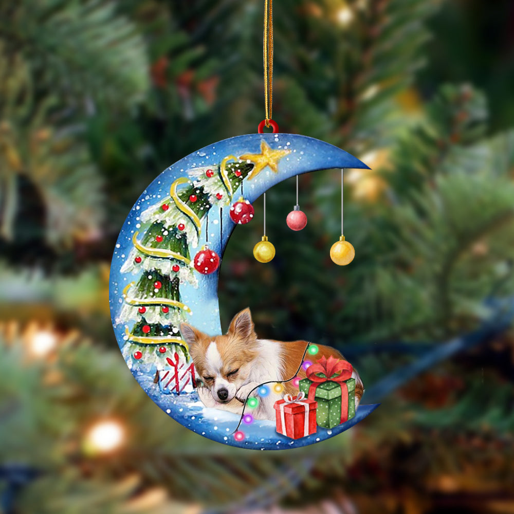 Ornament- Chihuahua-Sleep On The Moon Christmas Two Sided Ornament, Happy Christmas Ornament, Car Ornament