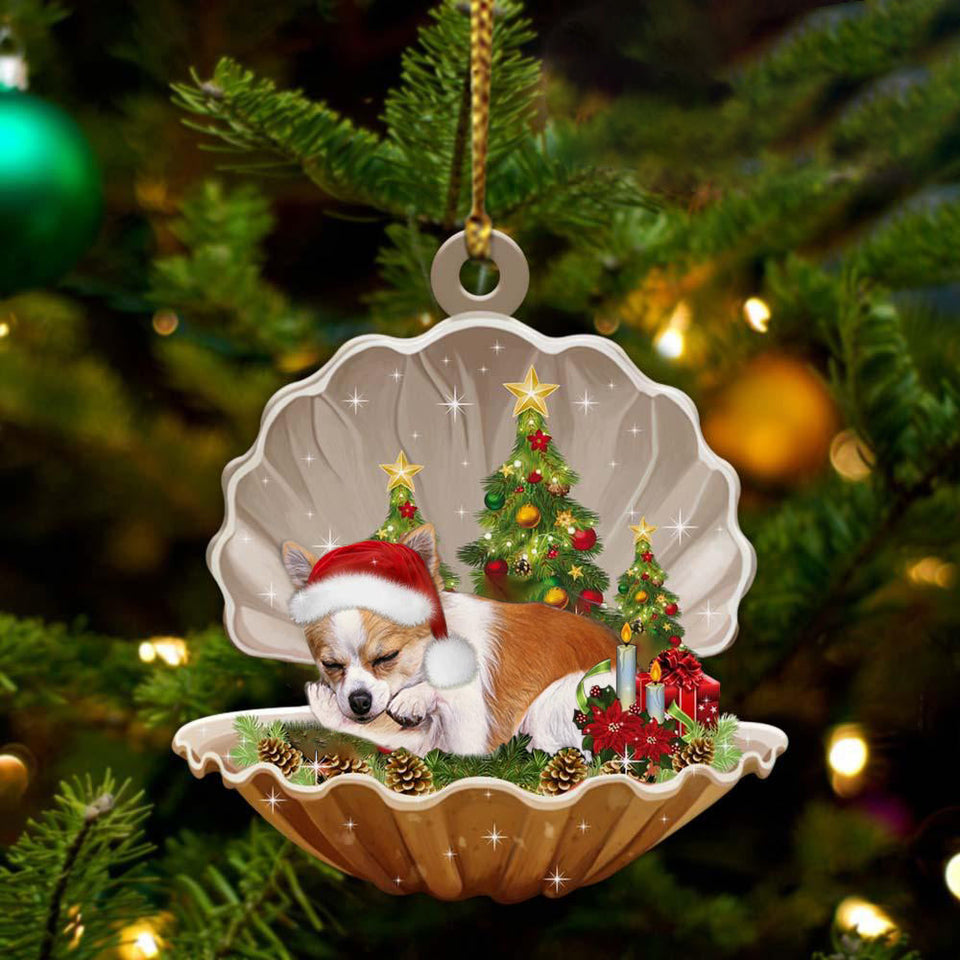 Ornament- Chihuahua-Sleeping Pearl in Christmas Two Sided Ornament, Happy Christmas Ornament, Car Ornament