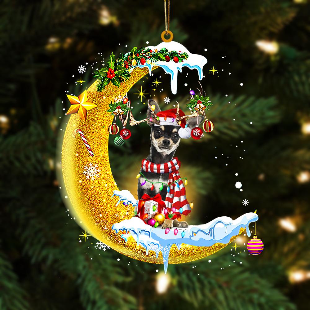 Godmerch- Chihuahua 02 On The Moon Merry Christmas Hanging Ornament Dog Ornament, Car Ornament, Christmas Ornament