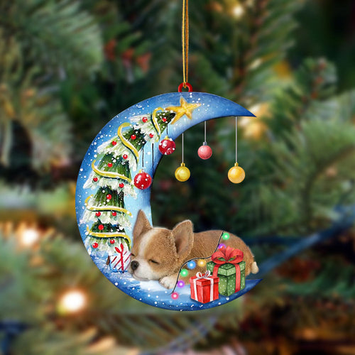 Ornament- Chihuahua1-Sleep On The Moon Christmas Two Sided Ornament, Happy Christmas Ornament, Car Ornament