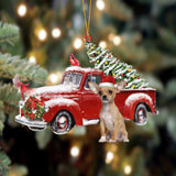 Godmerch- Ornament- Chihuahua2-Cardinal & Truck Two Sided Ornament, Happy Christmas Ornament, Car Ornament
