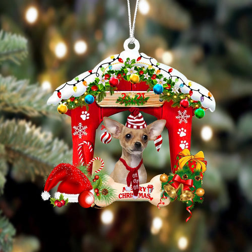 Godmerch- Ornament- Chihuahua2-Christmas House Two Sided Ornament, Happy Christmas Ornament, Car Ornament