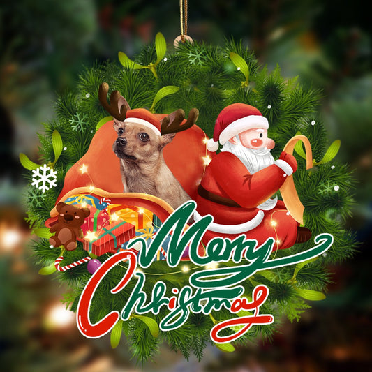 Godmerch- Ornament- Chihuahua2-Santa & dog Hanging Ornament, Happy Christmas Ornament, Car Ornament