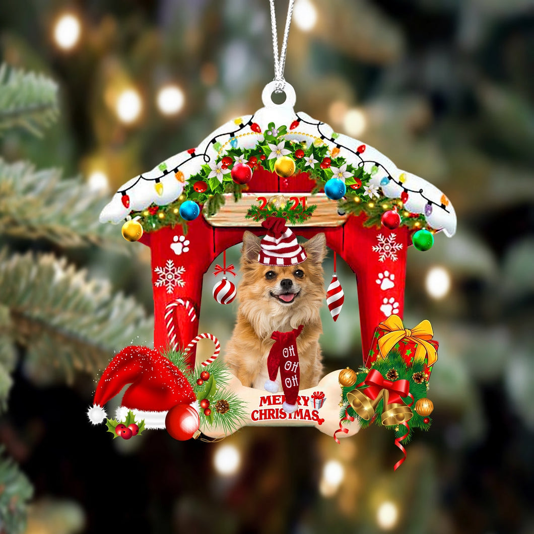 Godmerch- Ornament- Chihuahua3-Christmas House Two Sided Ornament, Happy Christmas Ornament, Car Ornament