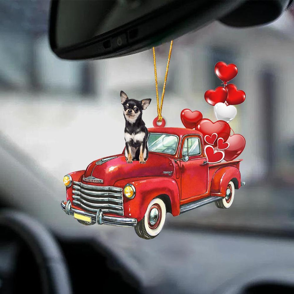 Chihuahua 3-Red Sports Car-Two Sided Ornament