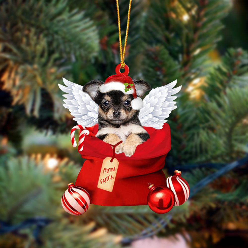 Chihuahua 3 Angel Gift From Santa Christmas Ornament, Dog Flat Acrylic Ornament