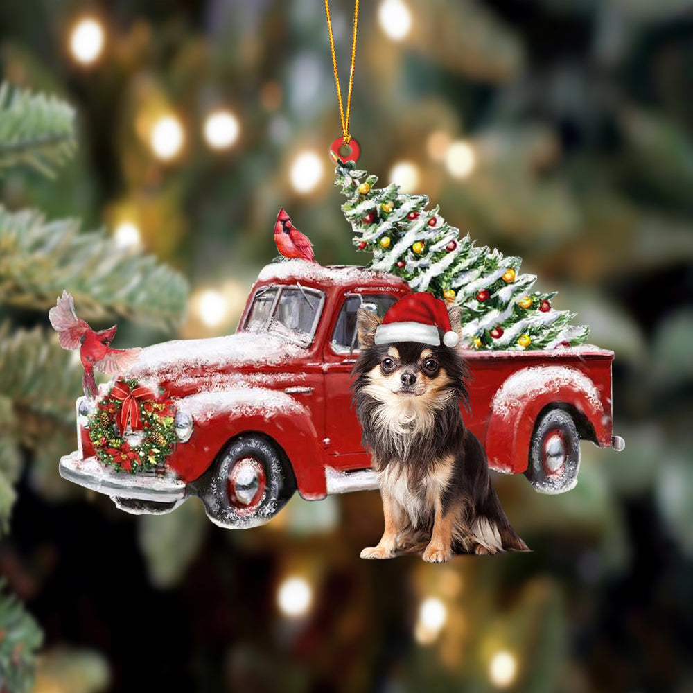 Godmerch- Ornament- Chihuahua 4-Cardinal & Truck Two Sided Ornament, Happy Christmas Ornament, Car Ornament